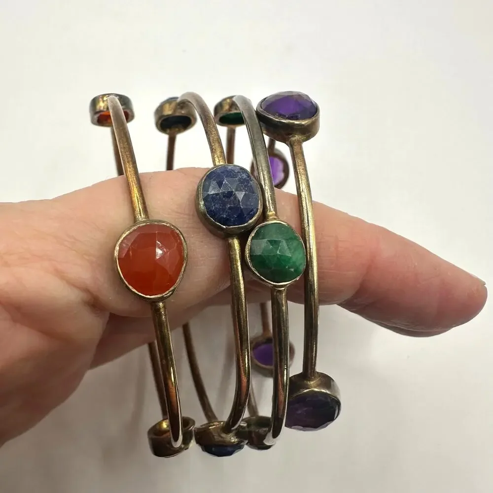 Lot of 4 Bangle Bracelets Casual Bohemian Boho Stackable Set Colorful Casual